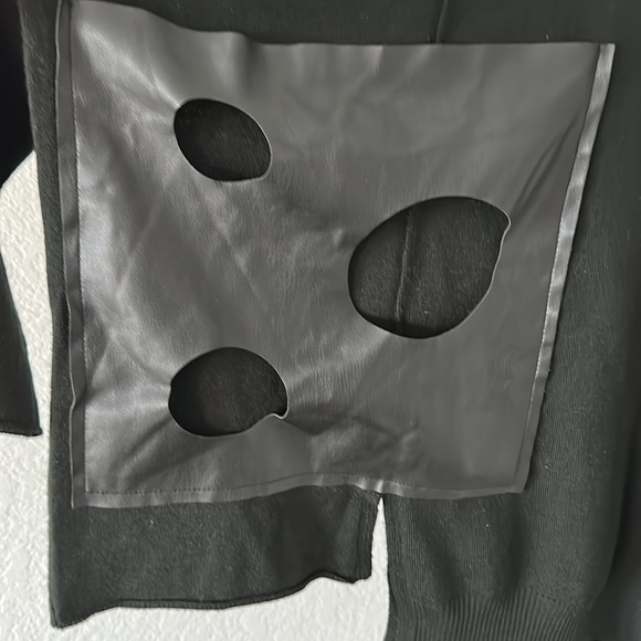 Bize Asymmetrical Wool Blend and Vegan Leather Sweater Size 2 - Picture 5 of 10